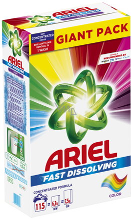 Ariel Fast Dissolving Color prací prášek na barevné prádlo 115 dávek 6,325 kg