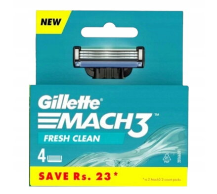 Gillette MACH3 4 ks fresh clean náhradní hlavice pro holicí strojek