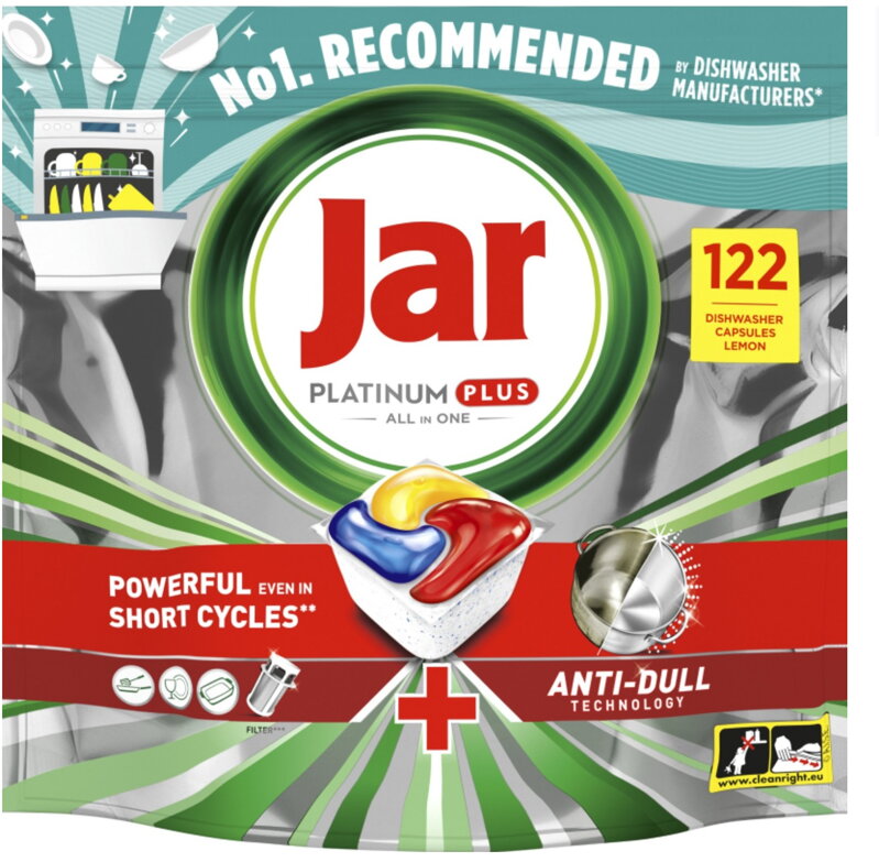 Adventní cena 1x Jar Platinum Plus All in One kapsle do myčky, Lemon, 122ks
